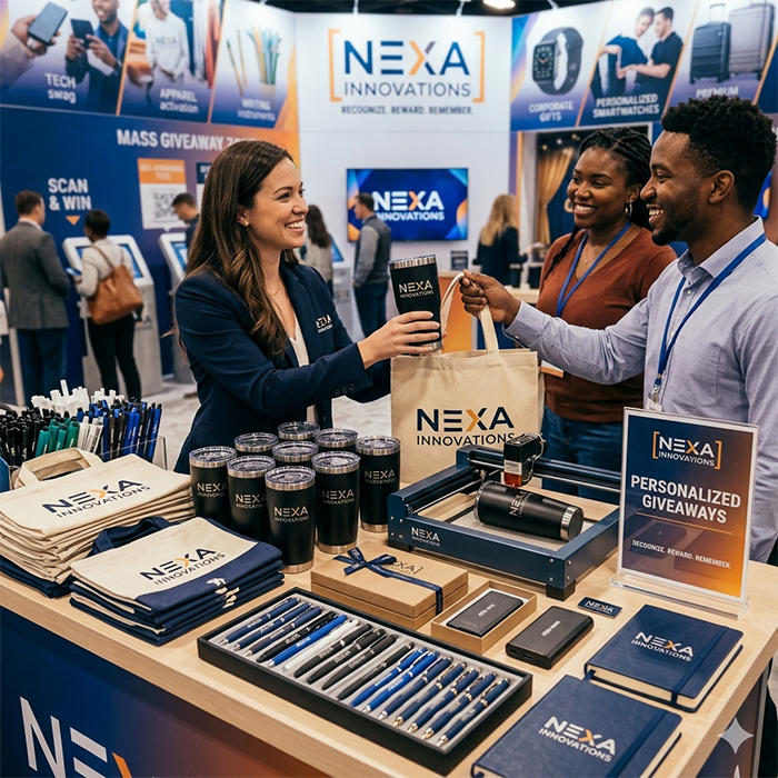 product giveaway at treadeshow